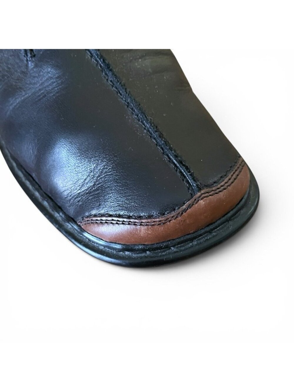 Rieker Womens Oxford Comfort Shoe Sz 41 9.5 Black Brown Leather Cap Toe Loafer - Picture 4 of 8